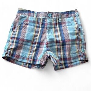 Vintage 90s Arizona Jean Co. Blue Plaid Chino Shorts, Girls Size 14
